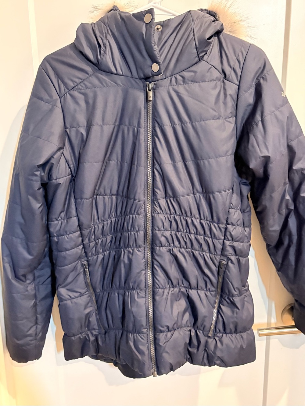 Women’s Navy Puffer Coat with Hood